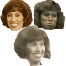 three different images of a woman 's face are shown on a white background