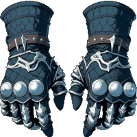 a pair of armored gloves with spikes on the fingers on a white background