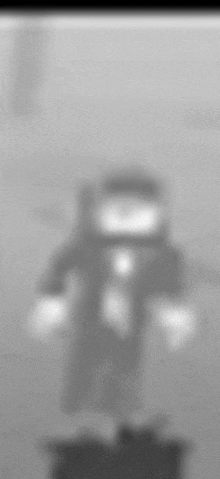 a black and white photo of a blurred image of a person standing in a room .