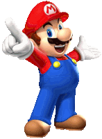 mario is wearing a red hat with a m on it