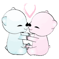 a drawing of two bears hugging and kissing with a heart in the background