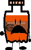 a pixel art of a bottle with a sad face and a mustache