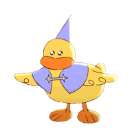 a yellow duck wearing a blue cape and a wizard hat