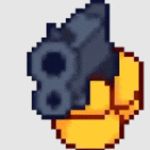 a pixel art drawing of a gun with the number 8 on it