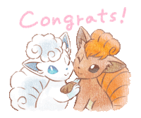 a drawing of a squirrel and a snow squirrel with the words congrats written below them