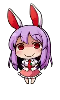 a cartoon drawing of a girl with purple hair and red eyes