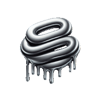 a metal swirl with liquid dripping from it on a white background