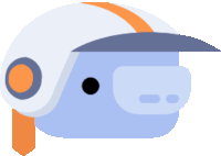 a cartoon illustration of a helmet with an orange stripe on it