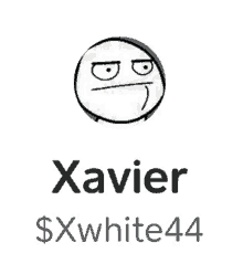 a drawing of a face with the name xavier $xwhite44