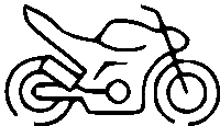 a black and white line drawing of a motorcycle on a white background .