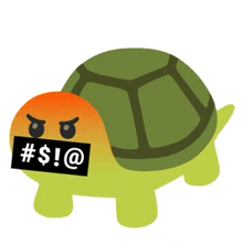 a cartoon turtle with a # $ ! @ label on its face