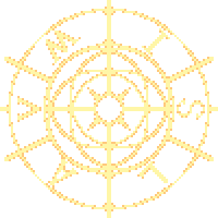 a pixel art of a yellow circle with a cross in the middle