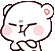 a pixel art drawing of a white teddy bear with a pink nose and mouth .