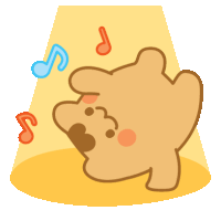 a cartoon drawing of a teddy bear dancing with music notes around it