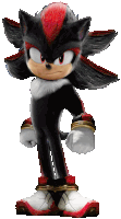 a shadow the hedgehog with red and black hair is standing in front of a white background