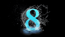 a blue number 8 is surrounded by water