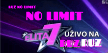 a purple background with the words no limit written in pink