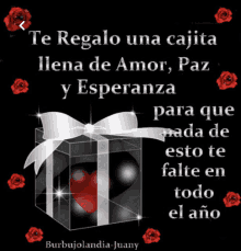 a picture of a gift box with the words te regalo una cajita llena de amor paz y esperanza