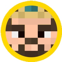 a pixel art icon of a man with a beard and a hat