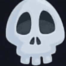 a white skull with black eyes and a black background .