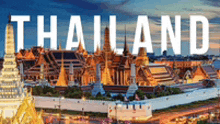 a poster for thailand with a picture of a city at night