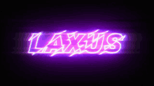 a neon sign that says laxus in purple