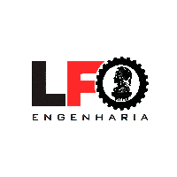 a logo for lfo engenharia with a statue of a woman in a gear