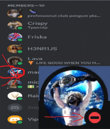 a screenshot of a discord group with the number 10 visible