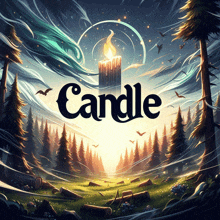 a poster for a game called candle with a candle in the middle