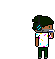 a pixel art drawing of a man wearing headphones and a t-shirt .