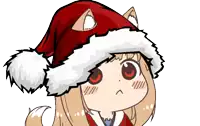 a cartoon of a girl wearing a santa hat with cat ears