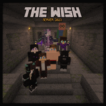 a group of minecraft characters are standing in a hallway under the words the mish server 2022