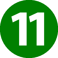 a green circle with the number 11 inside