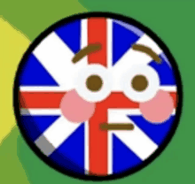 a cartoon of a british flag with a face on it