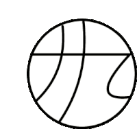 a black and white drawing of a basketball .