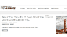 a screenshot of a website called mylearning that says " track your time for 30 days what you learn might surprise you "