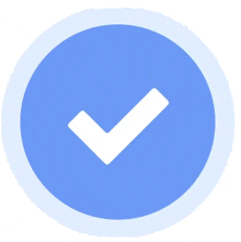 a blue circle with a white check mark in the middle .