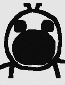 a black and white drawing of a frog with a circle around it