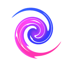 a purple and blue swirl with a white background