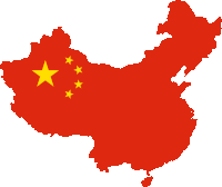 a map of china with the flag on it