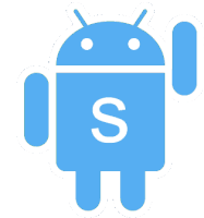 a blue android icon with the letter s in the middle