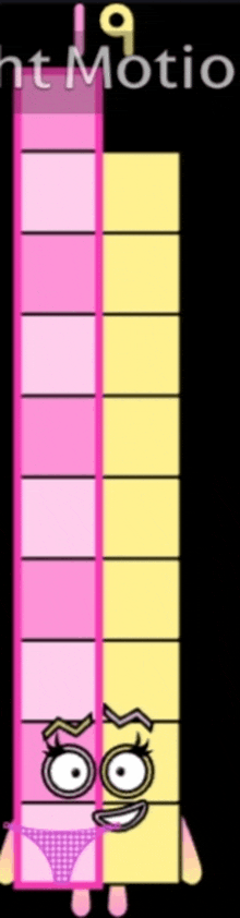 a pink and yellow block with a face on it is standing next to a yellow block .