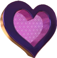 a purple heart shaped box with a purple heart inside