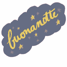 a cloud with the words buonanotte written in yellow