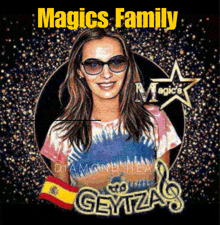 a picture of a woman with the words magics family on the bottom