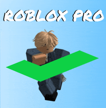 a roblox pro logo with a green arrow pointing down