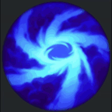 a blue swirl with a black hole in the middle