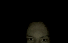 a close up of a person 's face in the dark with a black background .