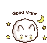 a cartoon illustration of a cloud with a cat face and the words good night