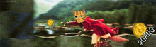a cat is riding a broom with the word gang written on it